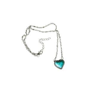 Bohemian Inlaid Turquoise Necklace - Heart: Whimsy, Hippie, Costume